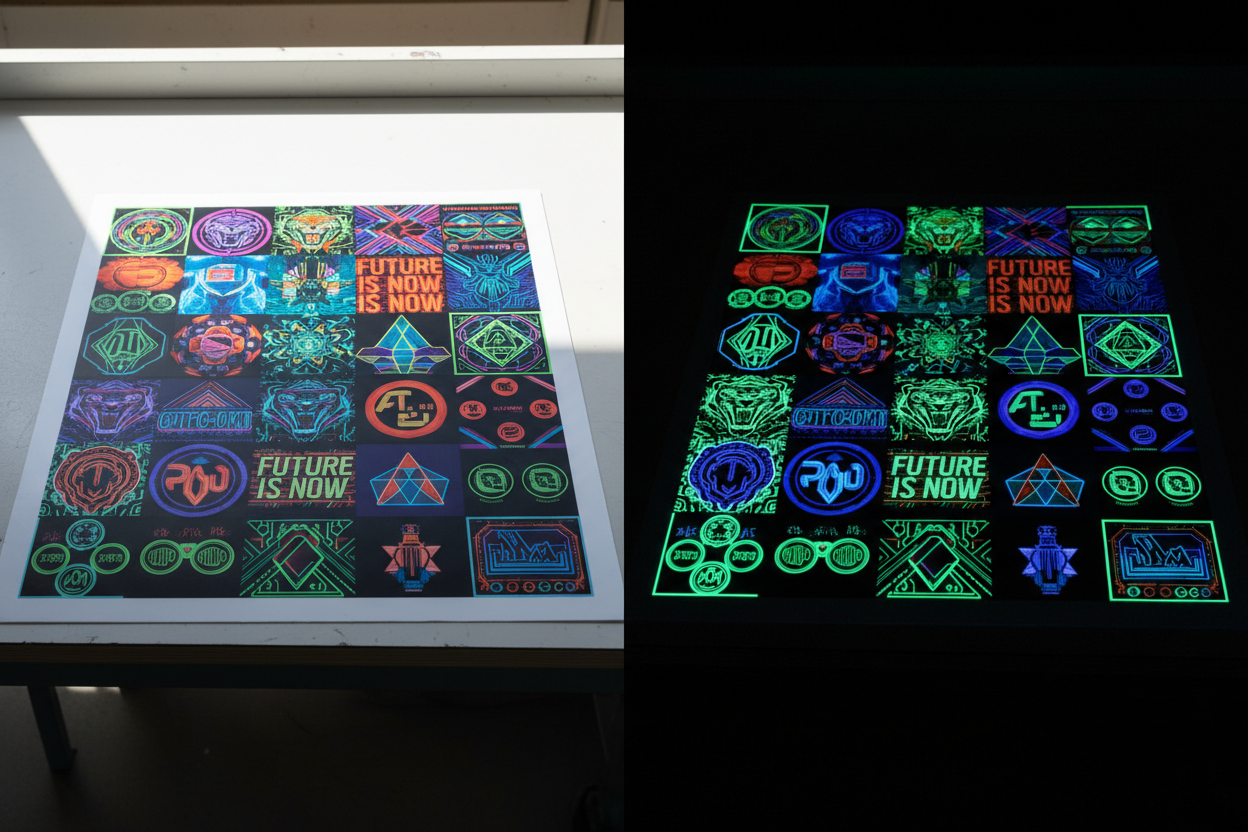 Bring your creativity to life day and night with the Glow In The Dark – DTF Gang Sheet Builder. This innovative tool lets you customize and combine your designs onto one sheet for efficient, vibrant, and glow-ready printing. Whether you’re designing apparel, accessories, or promotional items, this builder gives you the freedom to create bold, luminous prints that truly stand out — even in complete darkness.